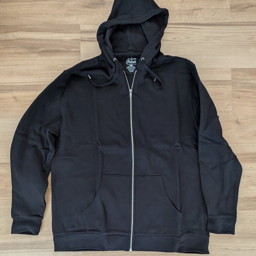 NWT Fresh Clean Tees Black Full Zip Hoodie 2XL Heavyweight Fleece Sweatshirt New
